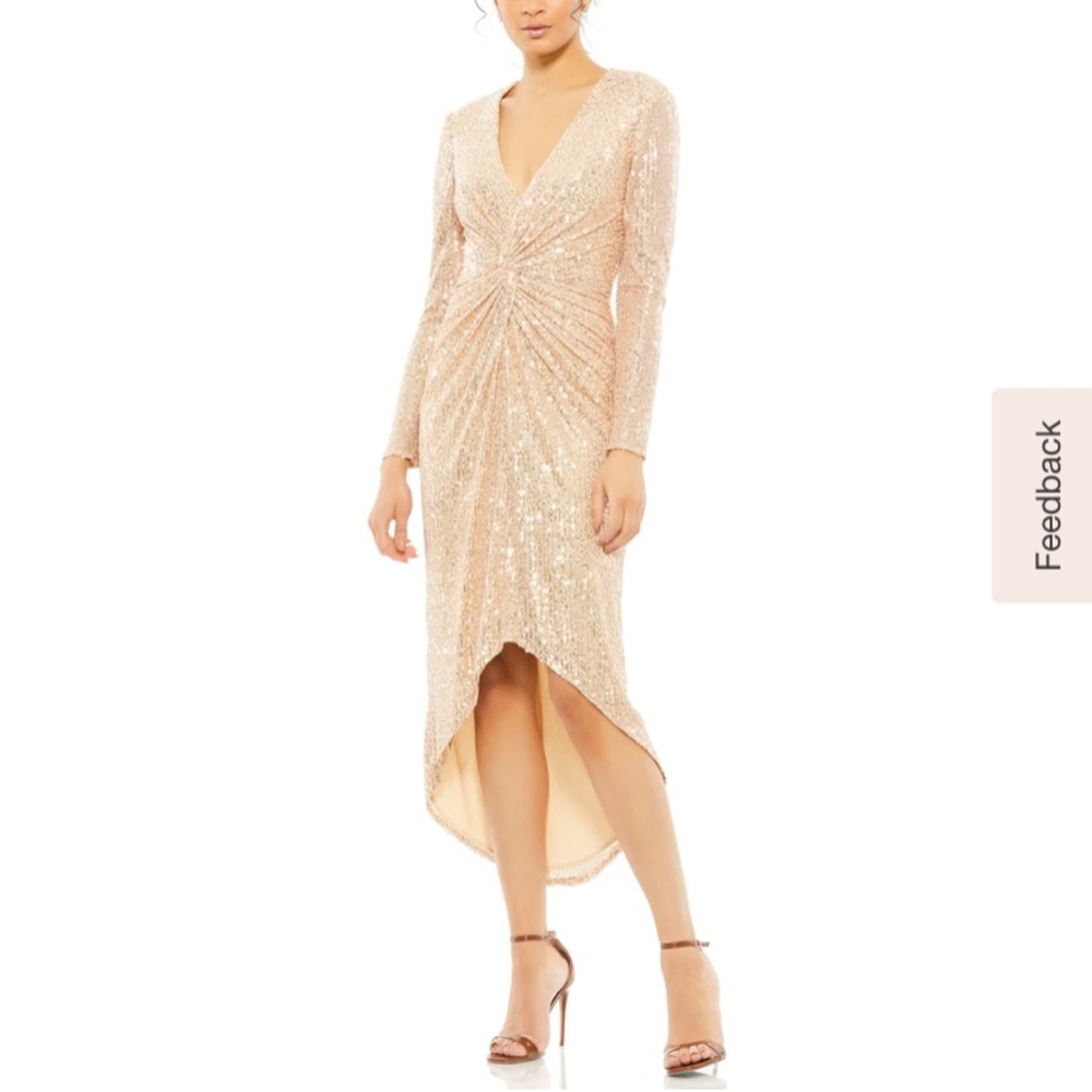 NWOT Ieena for Mac Duggal sequin high low midi dress